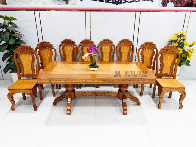Bàn Ăn Hoàng Gia Gỗ Căm Xe Cao Cấp - BA968