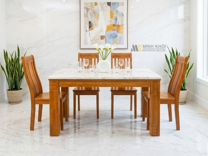 Bàn Ăn Mặt Đá 4 Ghế Hiện Đại - BA290