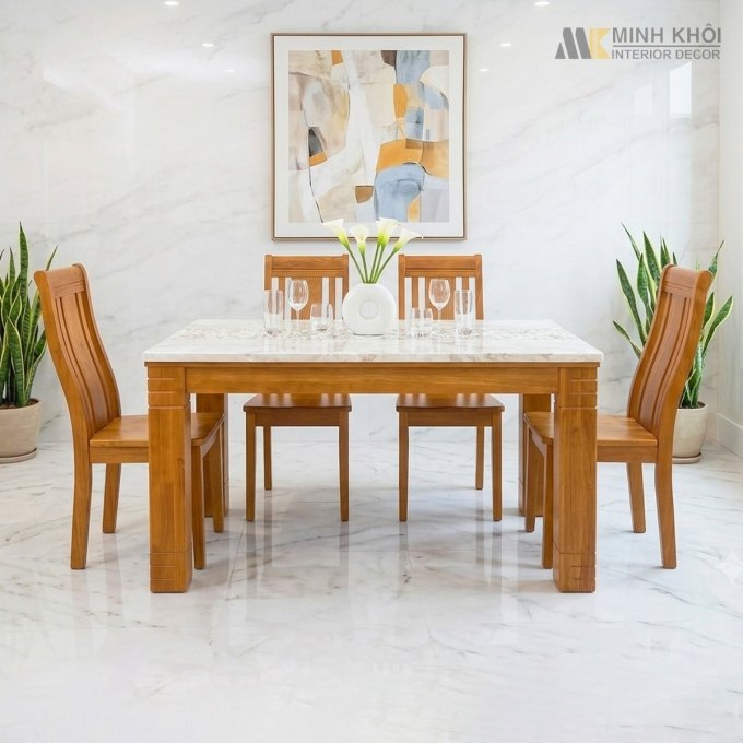Bàn Ăn Mặt Đá 4 Ghế Hiện Đại - BA290