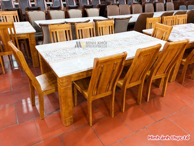 Bàn Ăn Mặt Đá 8 Ghế Cao Cấp - BA290