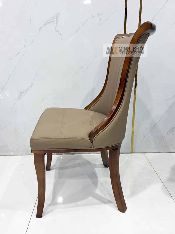 Bàn Ăn Mặt Đá Chân Tháp 8 Ghế Bọc Nệm Da - BA292