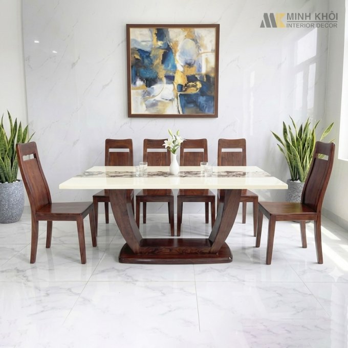 Bàn Ăn Mặt Đá Chân U Hiện Đại - BA287