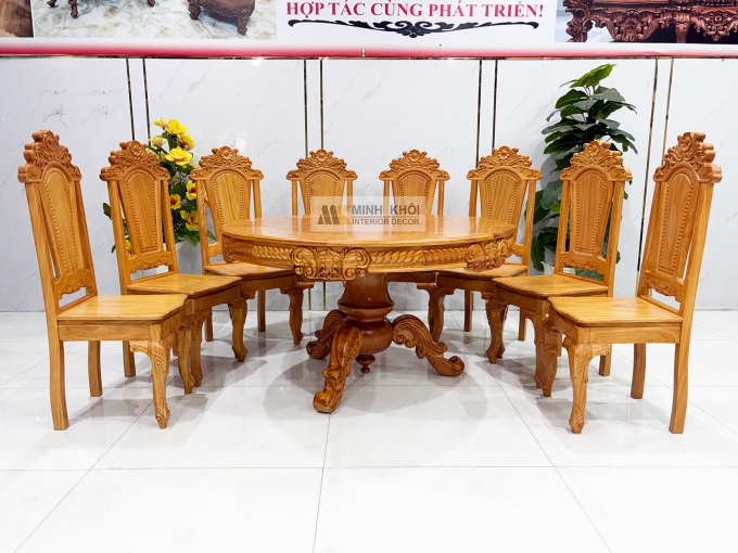 Bàn Ăn Tròn Gỗ Gõ Đỏ Hoàng Gia Cao Cấp - BA941