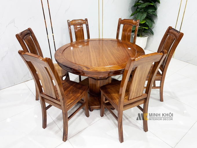 Bàn Ăn Tròn Gỗ Hương Xám Hiện Đại – BA501