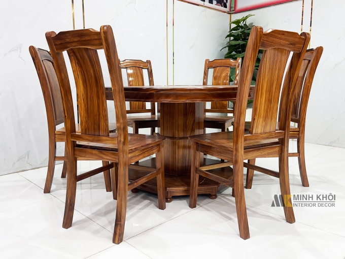 Bàn Ăn Tròn Gỗ Hương Xám Hiện Đại – BA501