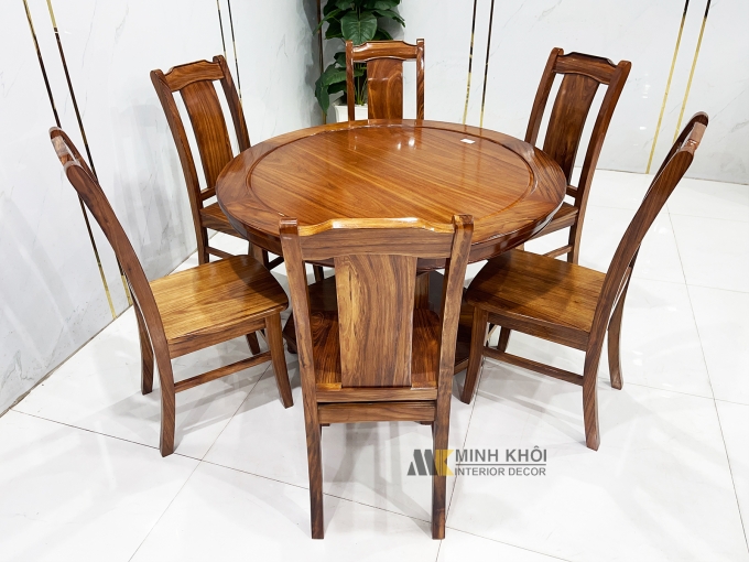 Bàn Ăn Tròn Gỗ Hương Xám Hiện Đại – BA501