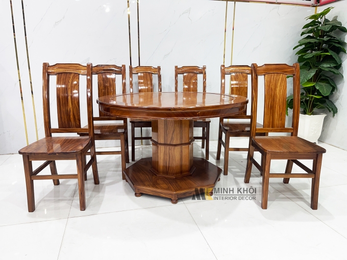 Bàn Ăn Tròn Gỗ Hương Xám Hiện Đại – BA501