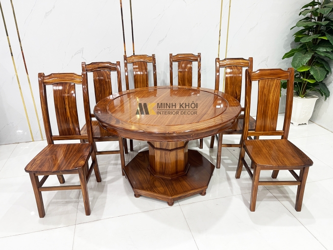 Bàn Ăn Tròn Gỗ Hương Xám Hiện Đại – BA501