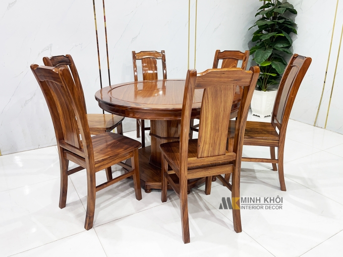 Bàn Ăn Tròn Gỗ Hương Xám Hiện Đại – BA501
