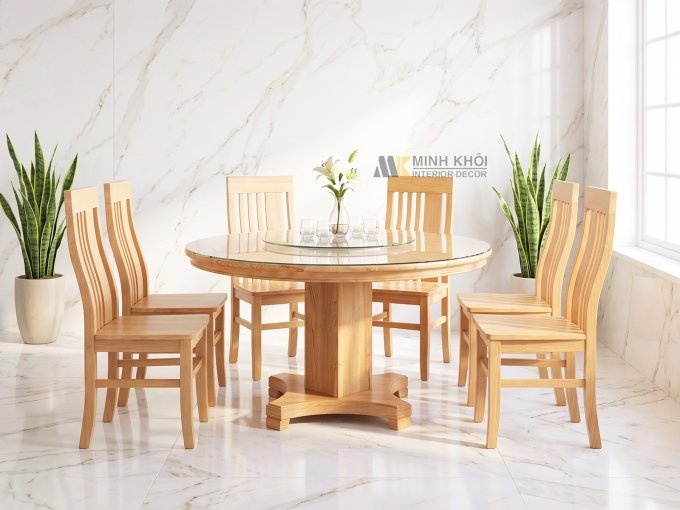 Bàn Ăn Tròn Mâm Xoay Hiện Đại - BA302