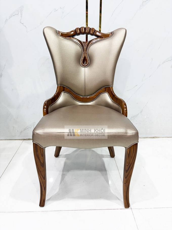 Bàn Ăn Tròn Gỗ Sồi Màu Óc Chó Mặt Đá Mâm Xoay - BA297