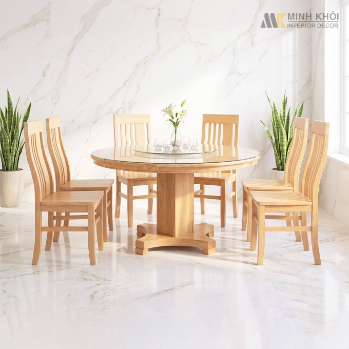Bàn Ăn Tròn Mâm Xoay Hiện Đại - BA302