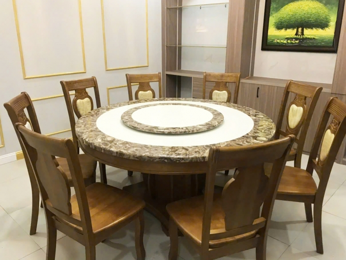 Bàn Ăn Tròn Mặt Đá Mâm Xoay Hiện Đại - BA298