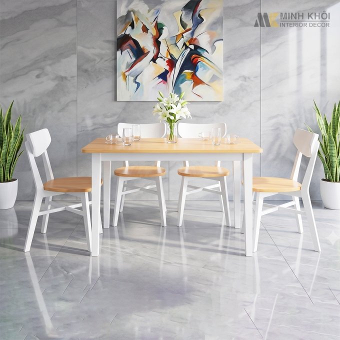 Bàn Ghế Ăn Đẹp 4 Ghế Nhỏ Gọn - BA076