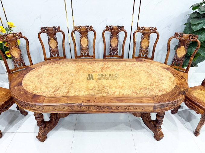 Bàn Ghế Ăn Gỗ Cẩm Lai 8 Ghế Cao Cấp - BA916