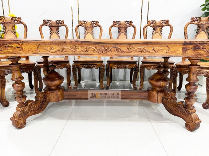 Bàn Ghế Ăn Gỗ Cẩm Lai 8 Ghế Cao Cấp - BA916