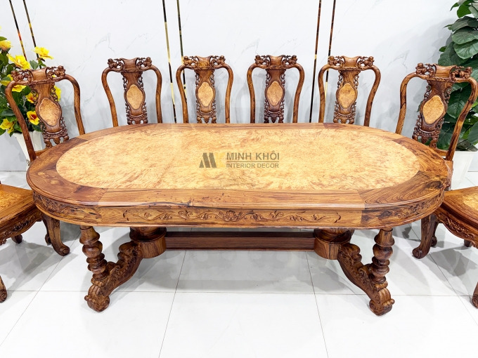 Bàn Ghế Ăn Gỗ Cẩm Lai 8 Ghế Cao Cấp - BA916