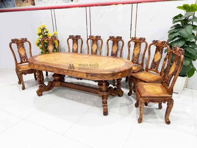 Bàn Ghế Ăn Gỗ Cẩm Lai 8 Ghế Cao Cấp - BA916