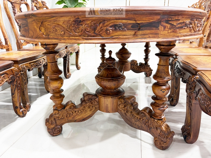 Bàn Ghế Ăn Gỗ Cẩm Lai 8 Ghế Cao Cấp - BA916