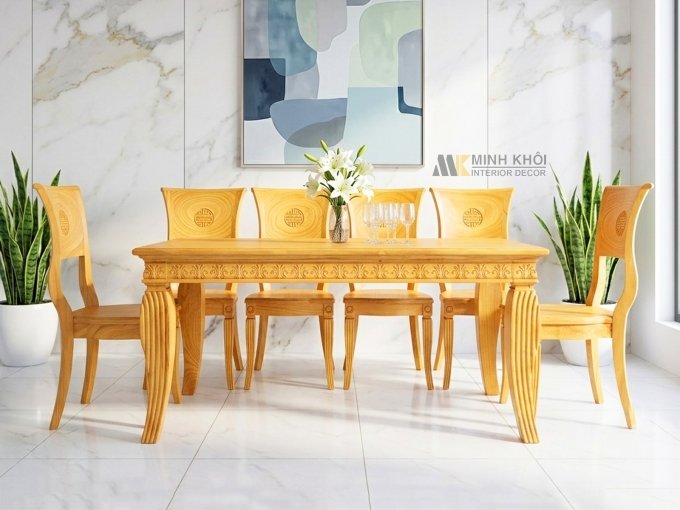 Bàn Ghế Ăn Gỗ Gõ Đỏ 6 Ghế Cao Cấp - BA1028