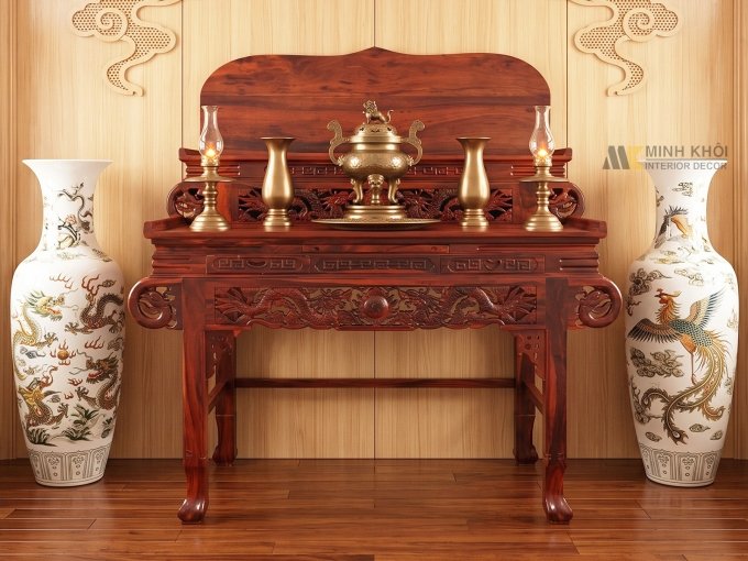 Bàn Gia Tiên Cẩm Thị 2 Tầng Đẹp 1m27 - BT230
