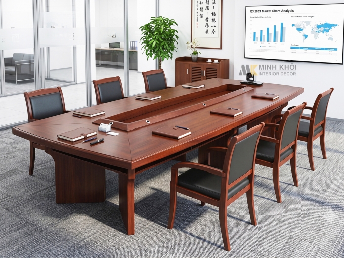 Bàn Họp MDF Veneer 4m8 x 1m6 - BHVP0124-48