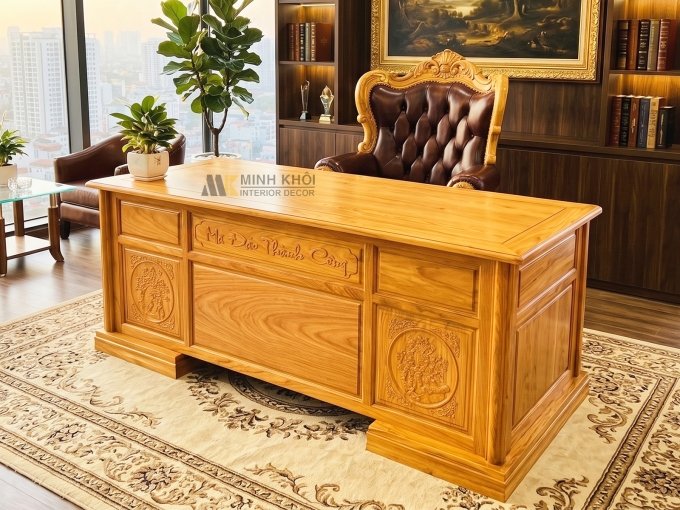Bàn Làm Việc Gỗ Gõ Đỏ 1m8 Sang Trọng - BLV907