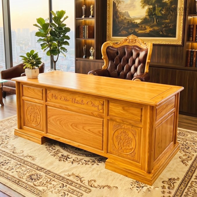 Bàn Làm Việc Gỗ Gõ Đỏ 1m8 Sang Trọng - BLV907