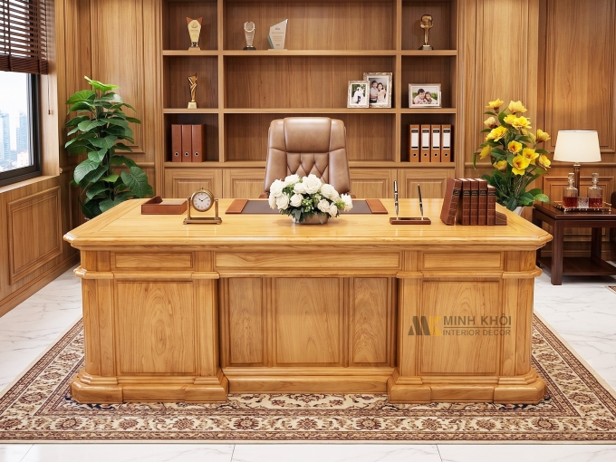 Bàn Làm Việc Gỗ Gõ Đỏ Cao Cấp – BLV997