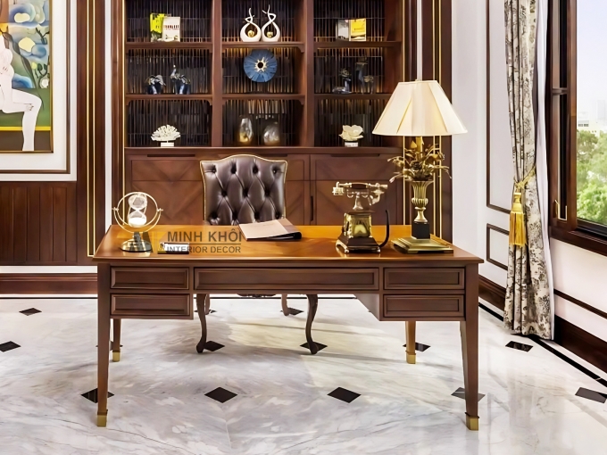 Bàn Làm Việc Gỗ Gõ Đỏ Hiện Đại - BLV211