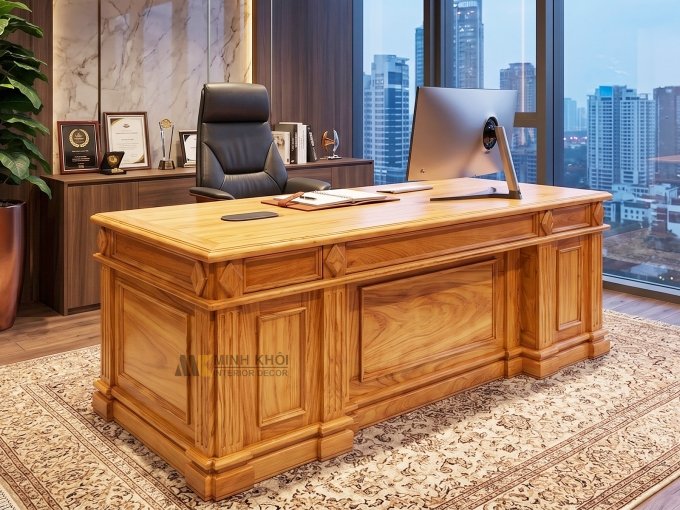 Bàn Làm Việc Gỗ Gõ Đỏ Kim Cương – BLV996
