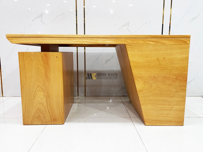 Bàn Làm Việc Gỗ Gõ Đỏ Mặt Liền Nguyên Tấm - BLV998