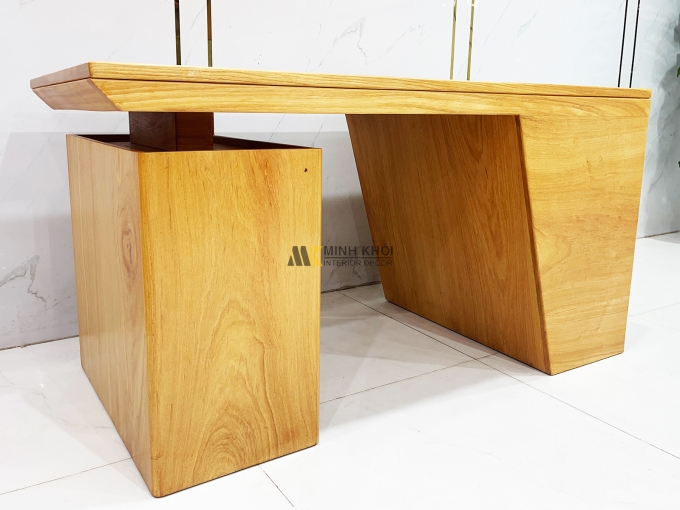 Bàn Làm Việc Gỗ Gõ Đỏ Mặt Liền Nguyên Tấm - BLV998