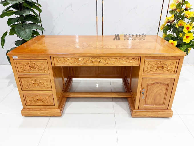 Bàn Làm Việc Gỗ Gõ Đỏ Thiết Kế Hiện Đại - BLV994