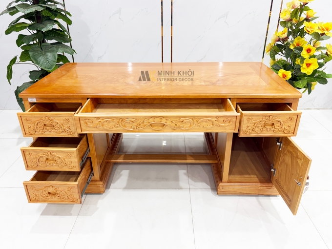Bàn Làm Việc Gỗ Gõ Đỏ Thiết Kế Hiện Đại - BLV994