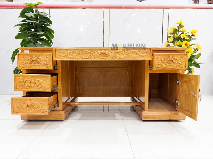 Bàn Làm Việc Gỗ Gõ Đỏ Thiết Kế Hiện Đại - BLV994