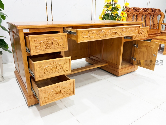 Bàn Làm Việc Gỗ Gõ Đỏ Thiết Kế Hiện Đại - BLV994