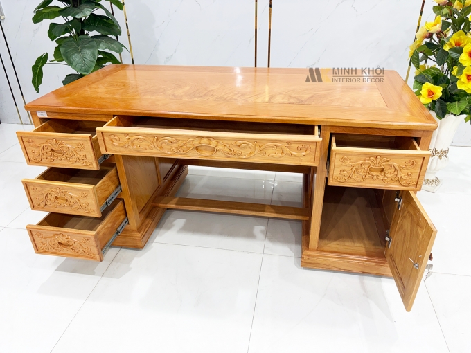 Bàn Làm Việc Gỗ Gõ Đỏ Thiết Kế Hiện Đại - BLV994