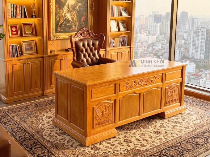 Bàn Làm Việc Gỗ Gõ Đỏ Thiết Kế Hiện Đại - BLV994