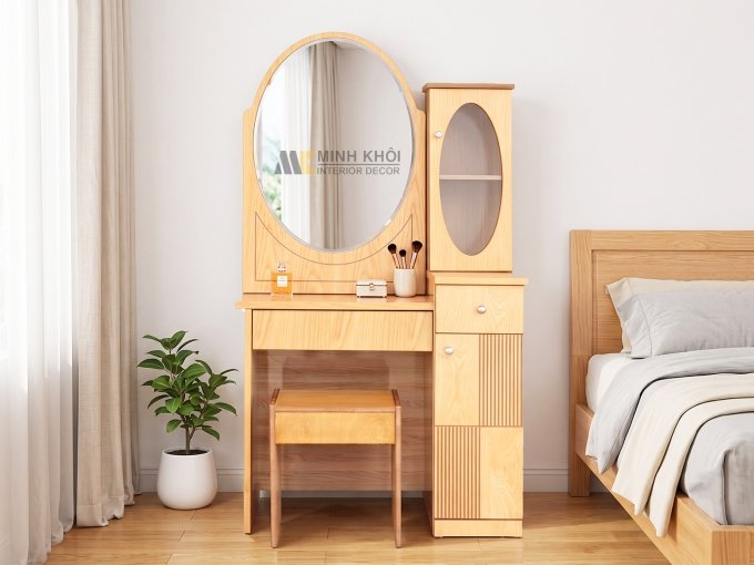 Bàn Phấn Đẹp Màu Gỗ Sồi - BTD914
