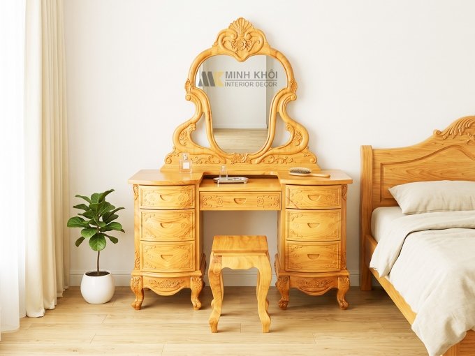 Bàn Phấn Gỗ Gõ Đỏ Cổ Điển - BTD1011