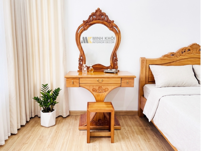 Bàn Phấn Gỗ Hương Xám Tiên Cá 90cm - BTD277