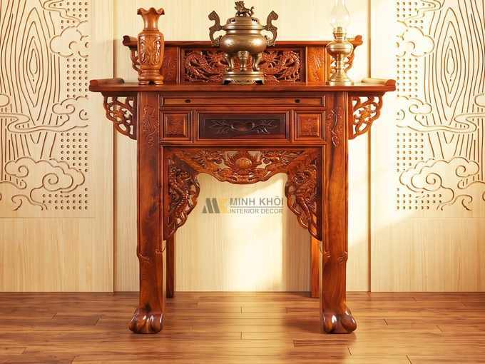 Bàn Thờ Đẹp Gỗ Cẩm Thị 1m27 2 Tầng - BT212