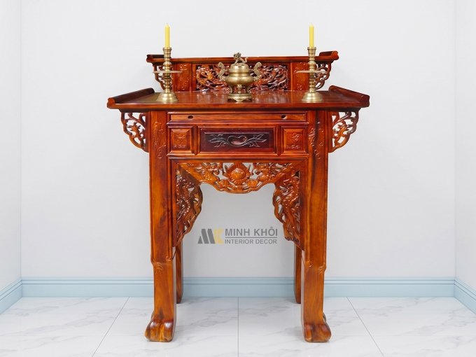 Bàn Thờ Đẹp Gỗ Cẩm Thị 1m27 2 Tầng - BT212