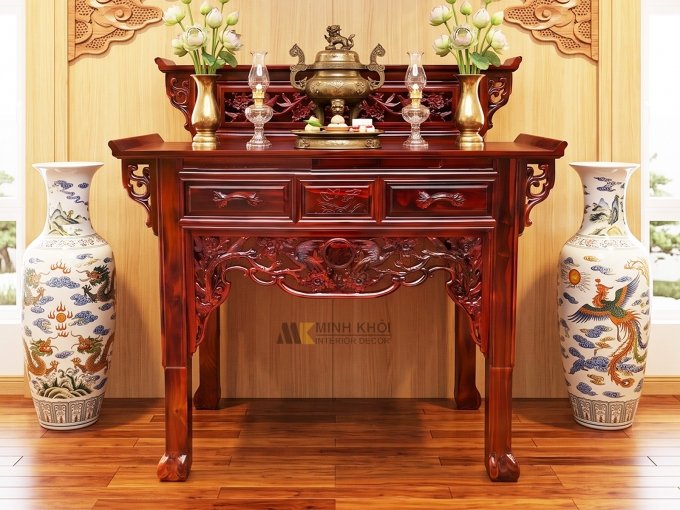 Bàn Thờ Gia Tiên 2 Tầng Gỗ Cẩm Thị 1m27 - BT205