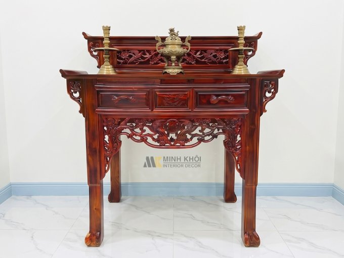 Bàn Thờ Gia Tiên 2 Tầng Gỗ Cẩm Thị 1m27 - BT205