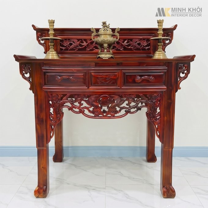 Bàn Thờ Gia Tiên 2 Tầng Gỗ Cẩm Thị 1m27 - BT205