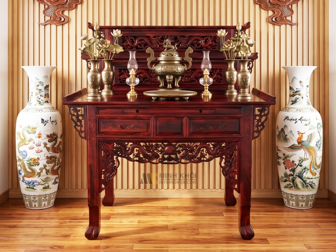 Bàn Thờ Gia Tiên Cẩm Thị 3 Tầng Đẹp 1m27 - BT2007