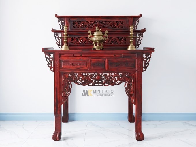 Bàn Thờ Gia Tiên Cẩm Thị 3 Tầng Đẹp 1m27 - BT2007