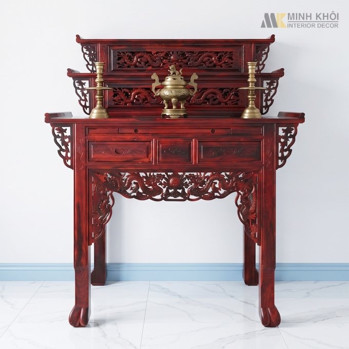 Bàn Thờ Gia Tiên Cẩm Thị 3 Tầng Đẹp 1m27 - BT2007